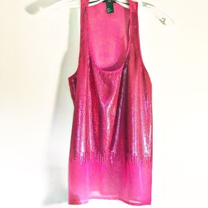 H&M Fuchsia Pink Chiffon & Sequin Tank Top